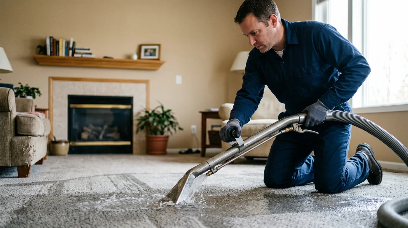 Water damage restoration technician working near Dallas, NC